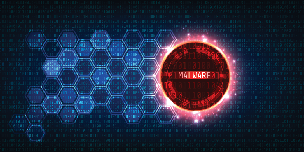 honeycombs in a digital view with the word malware highlighted
